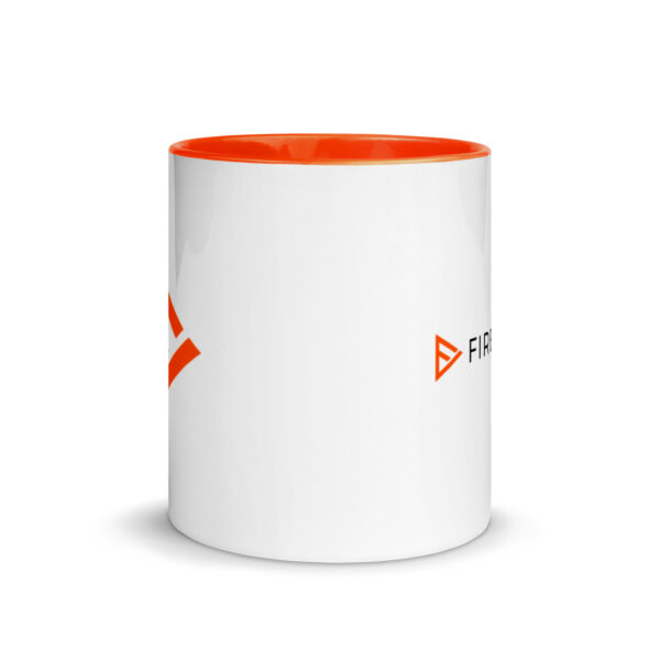 Firebrand orange mug with logo - side view