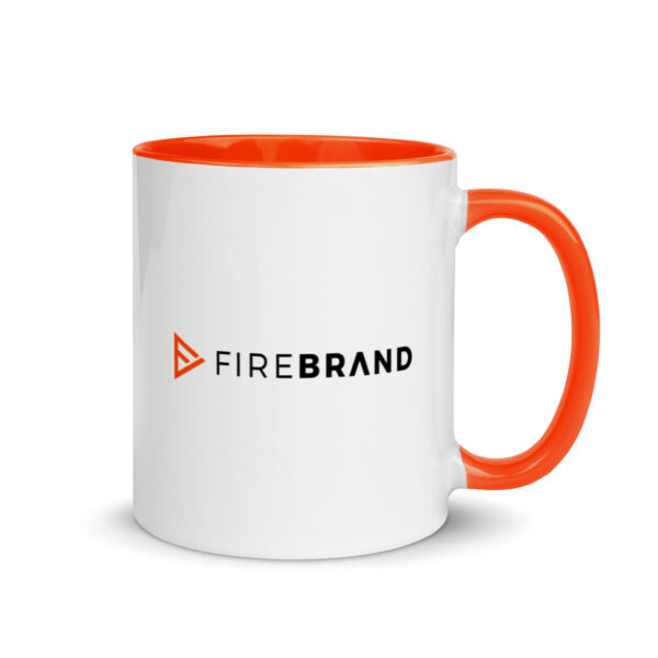 Firebrand orange mug with logo - side 1