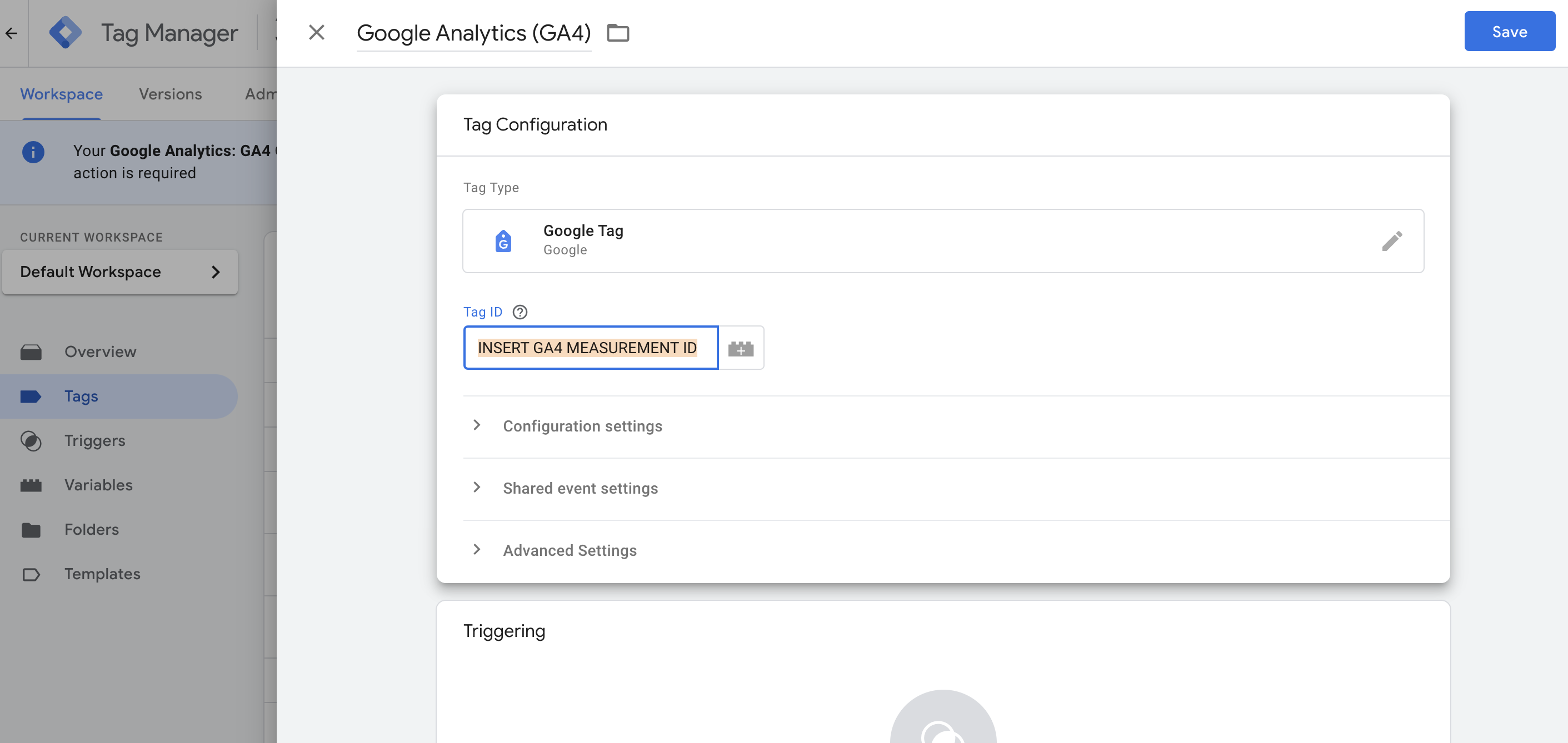 GA4 tag manager global tag example