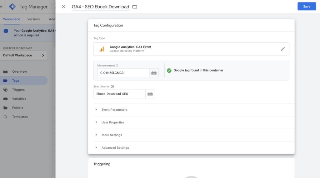 Google tag manager GA4 conversion tracking tag