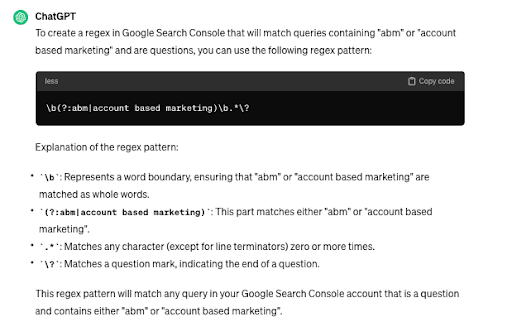 ChatGPT's response to our second API query