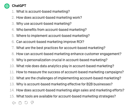 ChatGPT's response to our first 'pattern method' prompt