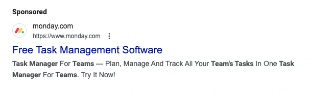 Monday ad search example