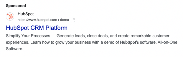 hubspot search ad example