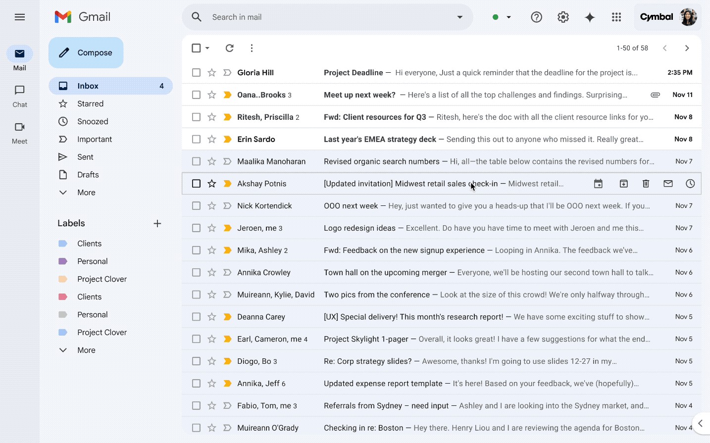 gif showing gemini in gmail in action
