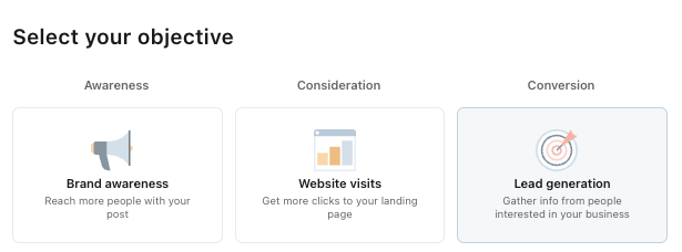 LinkedIn B2B Lead generation Awareness, Consideration, Conversion